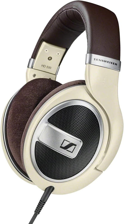 Sennheiser HD 599 koptelefoon met ronde oren en open achterkant - ivoor
