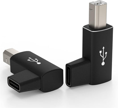 SUPERNIGHT USB type C naar USB B convert connector, USB C bus naar midi stekker 90 graden adapter compatibel met printers, MIDI, E-piano's, synthesizers en ondersteunt datasync laptops HP Dell enz.